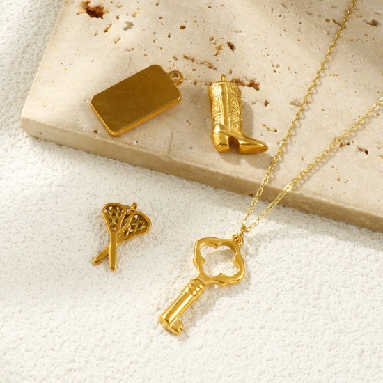 Picture of 1 Piece Eco-friendly PVD Vacuum Plating Waterproof Anti-Tarnish Hypoallergenic 304 Stainless Steel Charms 18K Real Gold Plated