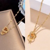Изображение 18K Gold Plated Pendant Charm Necklace, 304 Stainless Steel & Brass 40cm(15.7") + 5cm(2"), For Women, Valentine's Day Dainty Gift, Eco-friendly, 1 Piece
