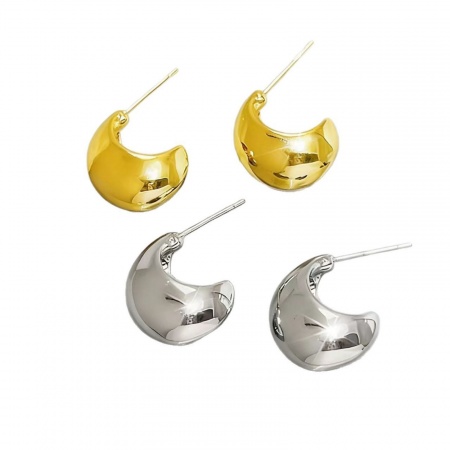 1 Pair Eco-friendly Stylish Exquisite Multicolor 304 Stainless Steel Half Round Ear Post Stud Earrings For Women Gift