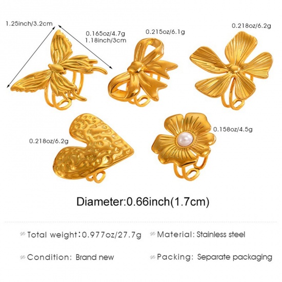 Immagine di 1 Piece Vacuum Plating Dainty Stylish 18K Gold Plated 304 Stainless Steel Open Adjustable Rings For Women Gift 17mm(US Size 6.5)