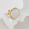 Изображение 1 Piece Eco-friendly Dainty Stylish 18K Gold Plated 304 Stainless Steel & Natural Shell Open Adjustable Rings For Women Gift 18mm(US Size 7.75)
