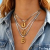 Изображение 18K Gold Plated Flat Snake Chain Pendant Charm Necklace, 304 Stainless Steel 40cm(15.7") + 7cm(2.8"), For Women, Message " A-Z " Capital Alphabet Initial Letter Name Dainty Gift, Eco-friendly, 1 Piece