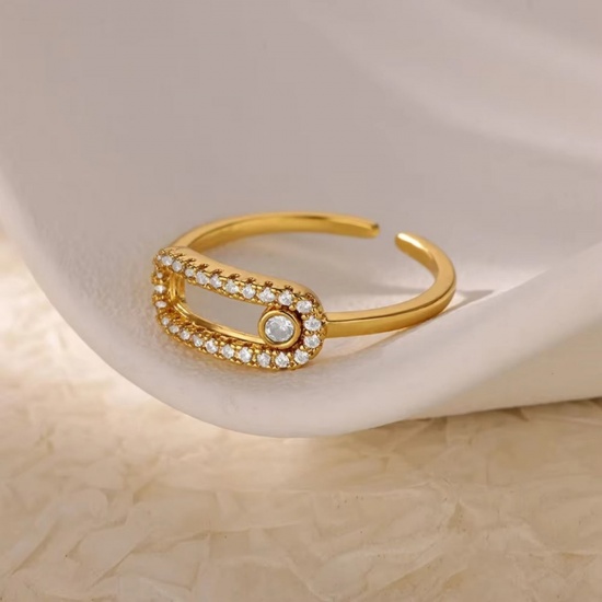 Picture of 1 Piece Eco-friendly PVD Vacuum Plating Dainty Stylish 18K Gold Plated 304 Stainless Steel Open Rings For Women Gift