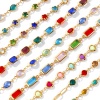 Bild von 1 Piece Sweet & Cute Exquisite 18K Gold Plated Multicolor Brass & Glass Handmade Link Chain Geometric Bracelets For Women Gift