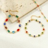 Bild von 1 Piece Sweet & Cute Exquisite 18K Gold Plated Multicolor Brass & Glass Handmade Link Chain Geometric Bracelets For Women Gift