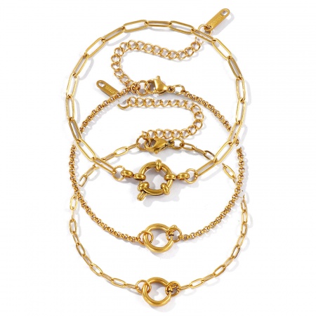Immagine di All'Ingrosso Con Chiusura A Molla Catena a Graffetta Bracciale Porta Ciondoli, 18K Vero Oro Placcato 304 Acciaio Inossidabile, Placcatura Sottovuoto PVD Ecologica Impermeabile Anti-Ossidante Ipoallergenico Squisito Elegante Regalo Fornitura di Gioielli 1 Pz