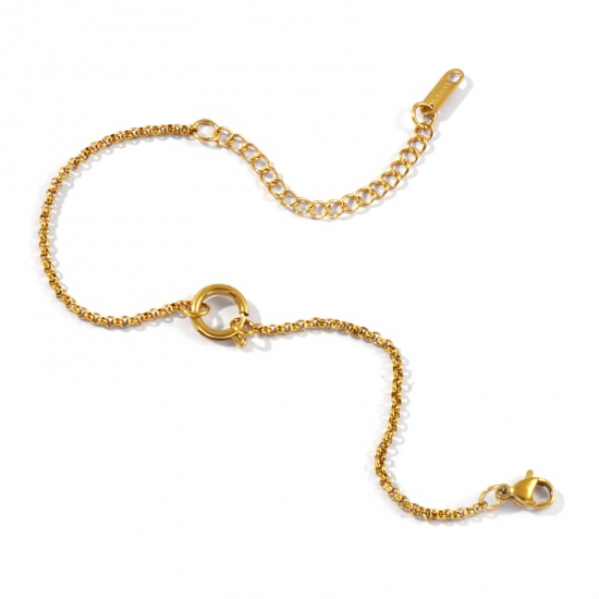 Picture of Wholesale With Spring Ring Clasp Paperclip Link Chain Charm Holder Bracelet, 18K Real Gold Plated 304 Stainless Steel, Eco-friendly PVD Vacuum Plating Waterproof Anti-Tarnish Hypoallergenic Exquisite Stylish Gift Jewelry Supply