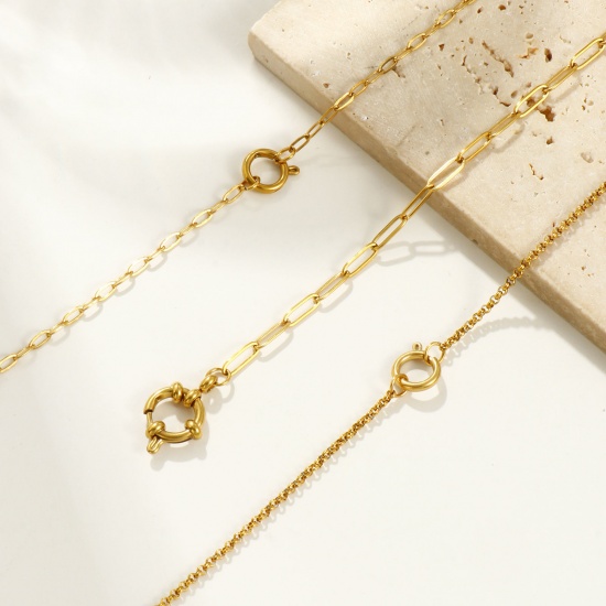 Picture of Wholesale With Spring Ring Clasp Paperclip Link Chain Charm Holder Bracelet, 18K Real Gold Plated 304 Stainless Steel, Eco-friendly PVD Vacuum Plating Waterproof Anti-Tarnish Hypoallergenic Exquisite Stylish Gift Jewelry Supply