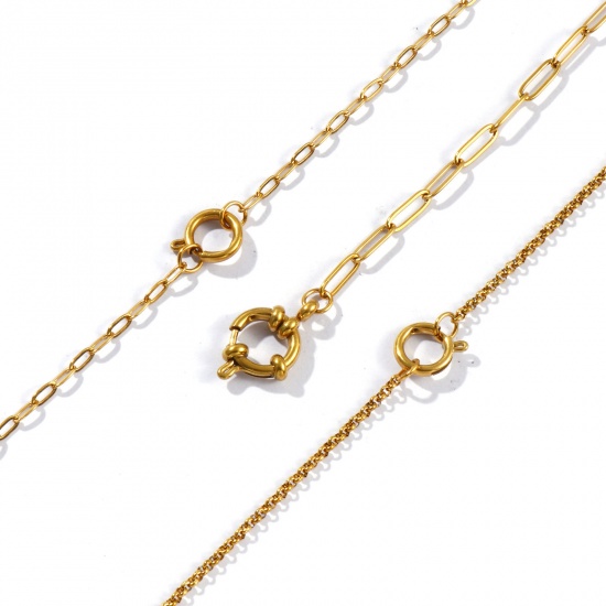 Picture of Wholesale With Spring Ring Clasp Paperclip Link Chain Charm Holder Bracelet, 18K Real Gold Plated 304 Stainless Steel, Eco-friendly PVD Vacuum Plating Waterproof Anti-Tarnish Hypoallergenic Exquisite Stylish Gift Jewelry Supply