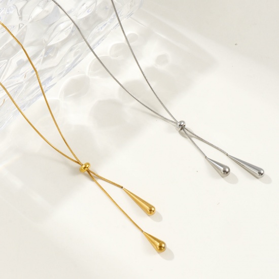 Picture of Wholesale Adjustable Slider/ Slide Sweater Necklace Long, Multicolor 304 Stainless Steel Snake Chain, Unisex Eco-friendly Exquisite Stylish Gift Jewelry For Retailer, 1 Piece