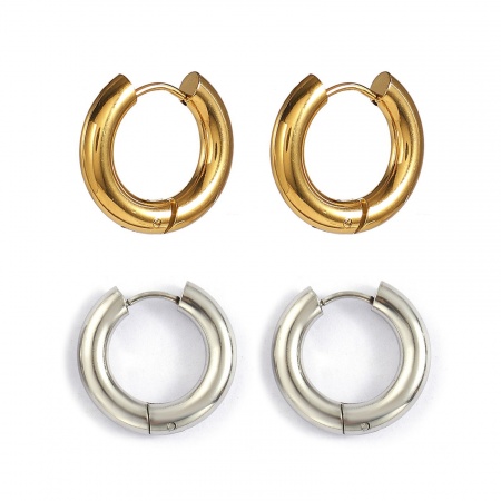 Picture of Wholesale Exquisite Minimalist Huggie Hoop Earrings, Round Multicolor 304 Stainless Steel, Unisex Eco-friendly Gift Jewelry Supply, 20mm Dia.