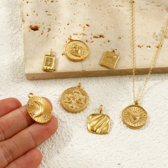 Picture of Eco-friendly PVD Vacuum Plating Waterproof Anti-Tarnish Hypoallergenic 304 Stainless Steel Charms 18K Real Gold Plated