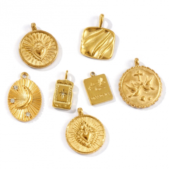 Picture of Eco-friendly PVD Vacuum Plating Waterproof Anti-Tarnish Hypoallergenic 304 Stainless Steel Charms 18K Real Gold Plated