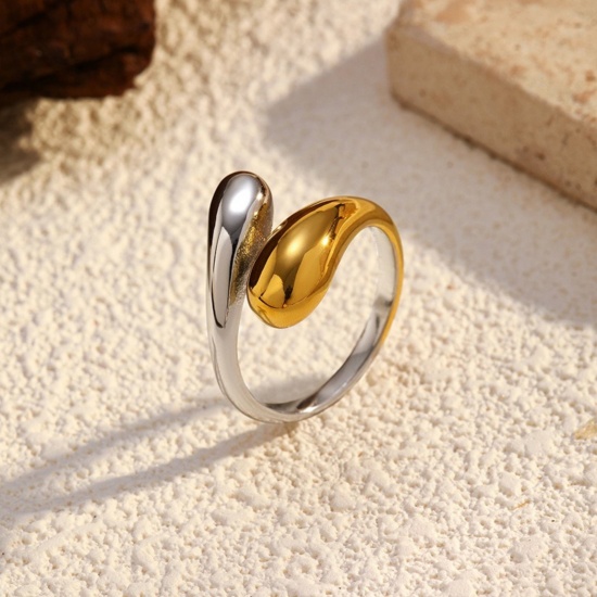 1 Piece Stylish Exquisite 304 Stainless Steel Open Two Tone Rings For Women Gift の画像