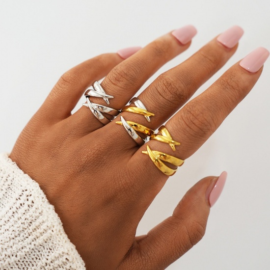 Изображение 1 Piece Vacuum Plating Stylish Exquisite Multicolor 304 Stainless Steel Open Rings For Women Gift 17.5mm(US size 7.25)