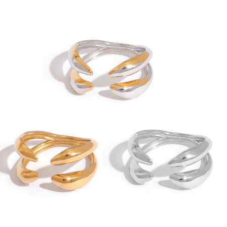 Picture of Wholesale Women's Gift Open Rings, Multicolor 304 Stainless Steel, Vacuum Plating Exquisite Stylish Jewelry Supply, 18.6mm(US Size 8.5)
