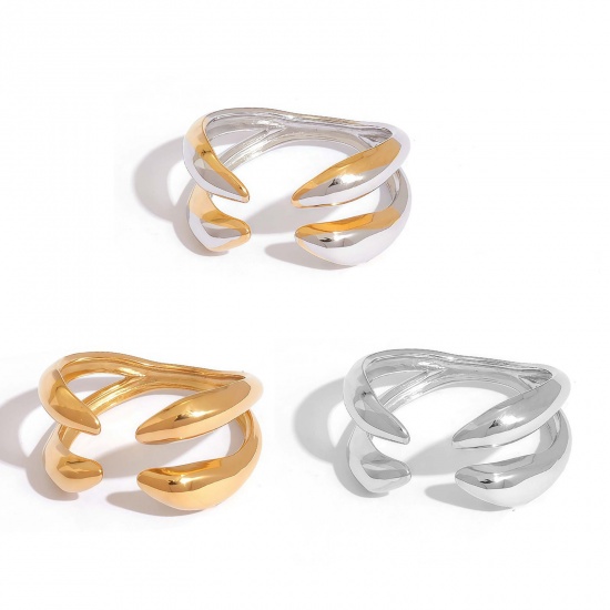 Изображение 1 Piece Vacuum Plating Stylish Exquisite Multicolor 304 Stainless Steel Open Rings For Women Gift 18.5mm(US size 8.5)