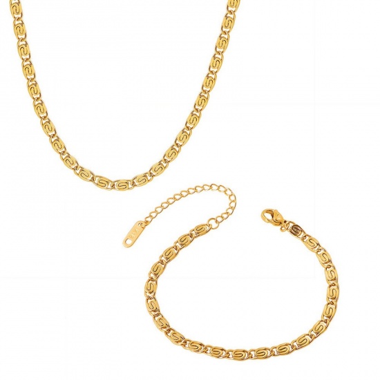 Изображение 1 Piece Multicolor Necklace, 304 Stainless Steel For Women, Retro Exquisite Gift, Vacuum Plating