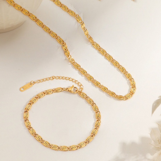 Изображение 1 Piece Multicolor Necklace, 304 Stainless Steel For Women, Retro Exquisite Gift, Vacuum Plating