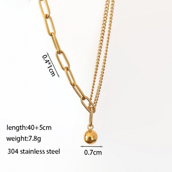 Bild von 18K Gold Plated Pendant Charm Necklace, 304 Stainless Steel For Women, Exquisite Stylish Gift, Vacuum Plating, 1 Piece