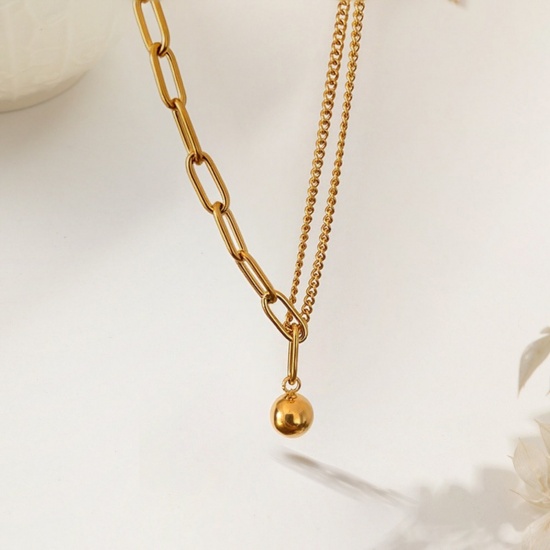 Bild von 18K Gold Plated Pendant Charm Necklace, 304 Stainless Steel For Women, Exquisite Stylish Gift, Vacuum Plating, 1 Piece