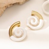 Bild von 1 Pair Eco-friendly Stylish Exquisite 18K Gold Plated 304 Stainless Steel Spiral Enamel Ear Post Stud Earrings For Women Gift