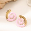 Bild von 1 Pair Eco-friendly Stylish Exquisite 18K Gold Plated 304 Stainless Steel Spiral Enamel Ear Post Stud Earrings For Women Gift