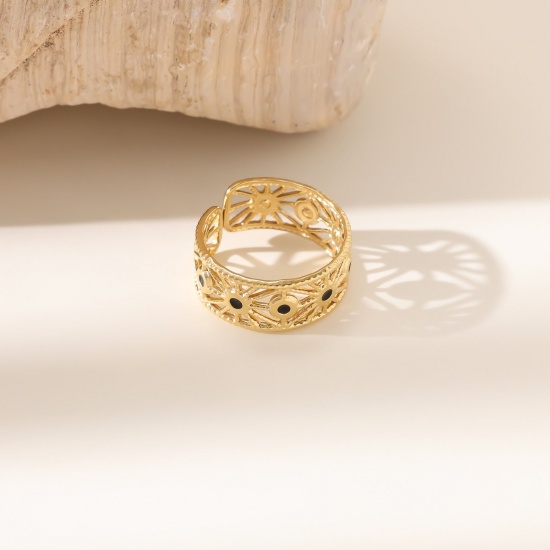 Изображение 1 Piece Eco-friendly Dainty Stylish 18K Gold Plated 304 Stainless Steel Open Rings For Women Gift