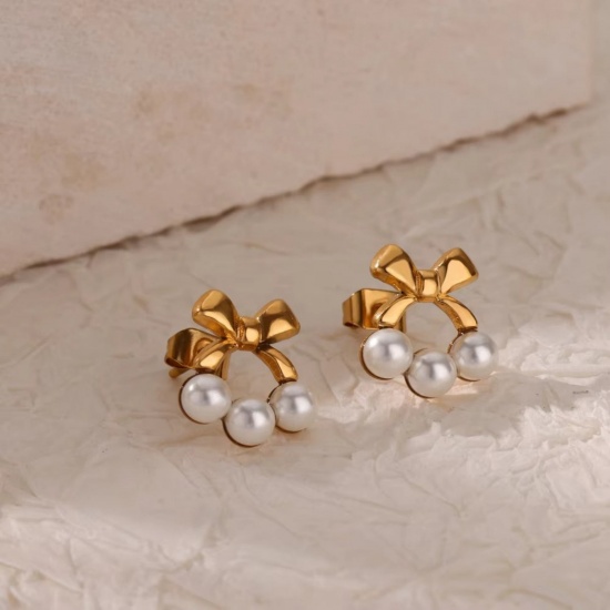 Изображение 1 Pair Vacuum Plating Stylish Exquisite 18K Gold Plated 304 Stainless Steel Ear Post Stud Earrings For Women Gift