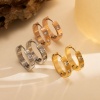 1 Pair Stylish Exquisite 304 Stainless Steel & Rhinestone Hoop Earrings For Women Gift 20mm Dia. の画像