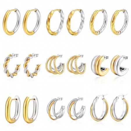 1 Pair Stylish Exquisite 304 Stainless Steel Hoop Earrings For Women Gift
