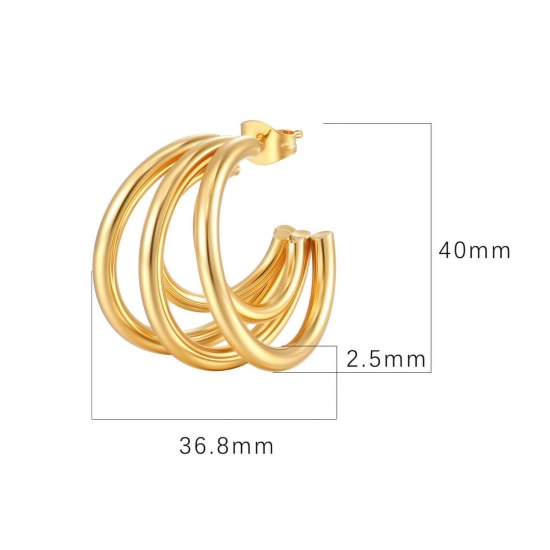Изображение 1 Pair Stylish Exquisite 304 Stainless Steel Hoop Earrings For Women Gift