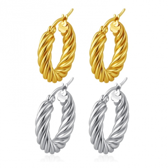 Bild von 1 Pair Stylish Exquisite 304 Stainless Steel Hoop Earrings For Women Gift