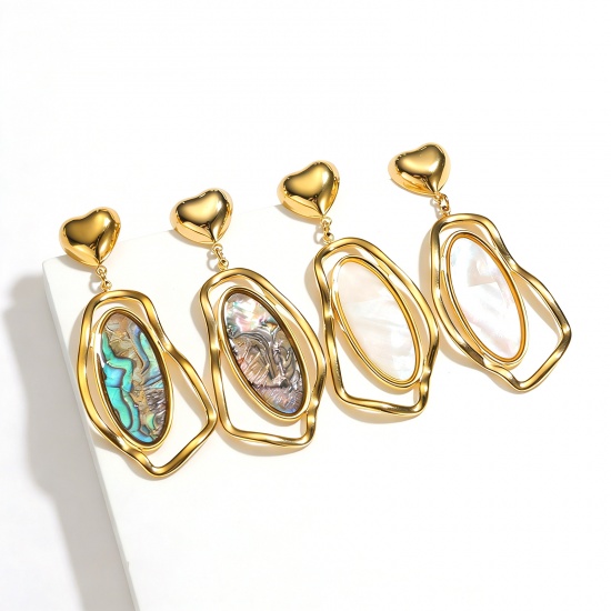 Picture of Wholesale Stylish Dainty Earrings, 18K Gold Plated 304 Stainless Steel & Natural Shell, Women's Vacuum Plating Gift Jewelry Supply