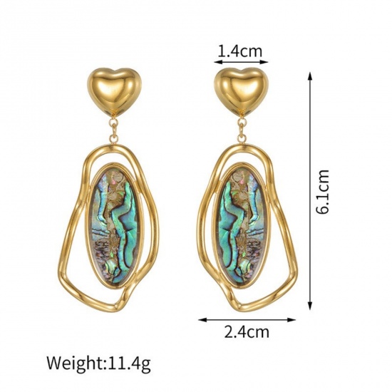Picture of Wholesale Stylish Dainty Earrings, 18K Gold Plated 304 Stainless Steel & Natural Shell, Women's Vacuum Plating Gift Jewelry Supply