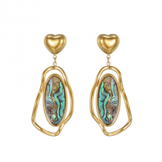 Picture of Wholesale Stylish Dainty Earrings, 18K Gold Plated 304 Stainless Steel & Natural Shell, Women's Vacuum Plating Gift Jewelry Supply