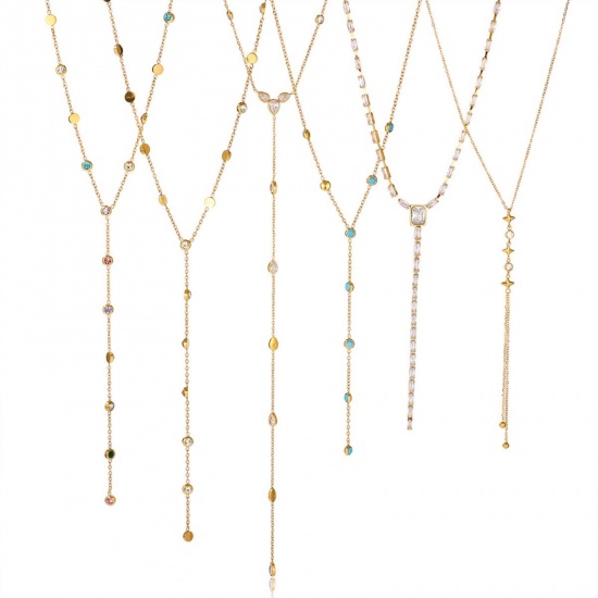 Picture of Wholesale Pendant Charm Necklace, 18K Real Gold Plated 304 Stainless Steel & Cubic Zirconia Women's Eco-friendly PVD Vacuum Plating Waterproof Anti-Tarnish Hypoallergenic Exquisite Stylish Gift Jewelry For Retailer, 1 Piece