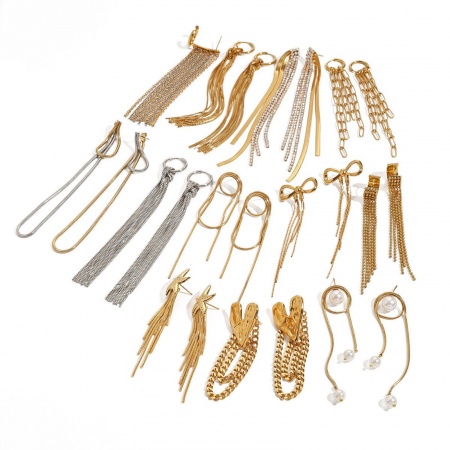 Immagine di Squisito Elegante Orecchino All'Ingrosso, Nappine 18K Vero Oro Placcato 304 Acciaio Inossidabile, Donne Placcatura Sottovuoto PVD Ecologica Impermeabile Anti-Ossidante Ipoallergenico Regalo Fornitura di Gioielli, 1 Paio