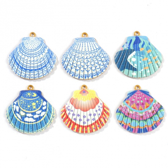 Picture of Eco-friendly PVD Vacuum Plating Waterproof Anti-Tarnish Hypoallergenic 304 Stainless Steel Ocean Jewelry Pendants 18K Real Gold Plated Shell 3.2cm x 3.2cm