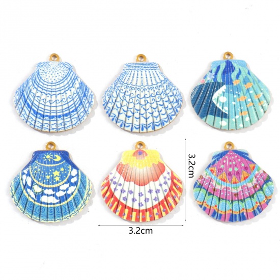 Picture of Eco-friendly PVD Vacuum Plating Waterproof Anti-Tarnish Hypoallergenic 304 Stainless Steel Ocean Jewelry Pendants 18K Real Gold Plated Shell 3.2cm x 3.2cm