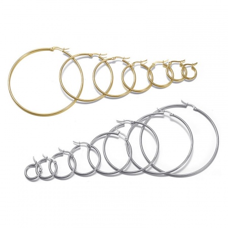 Immagine di Squisito Elegante Orecchini Circolari All'Ingrosso, 201 Acciaio Inossidabile, Donne Ecologico Regalo Fornitura di Gioielli, 2 Pz