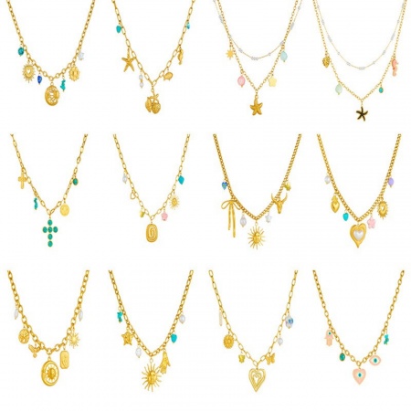 Immagine di Collana con Ciondolo All'Ingrosso, Placcato Oro 18K 304 Acciaio Inossidabile Donne Placcatura Sottovuoto Squisito Elegante Regalo Gioielli Per Rivenditore, 1 Pz