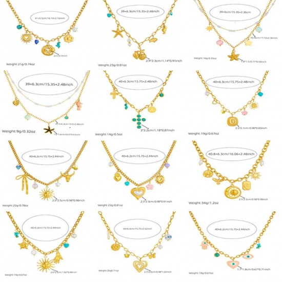 Immagine di Collana con Ciondolo All'Ingrosso, Placcato Oro 18K 304 Acciaio Inossidabile Donne Placcatura Sottovuoto Squisito Elegante Regalo Gioielli Per Rivenditore, 1 Pz