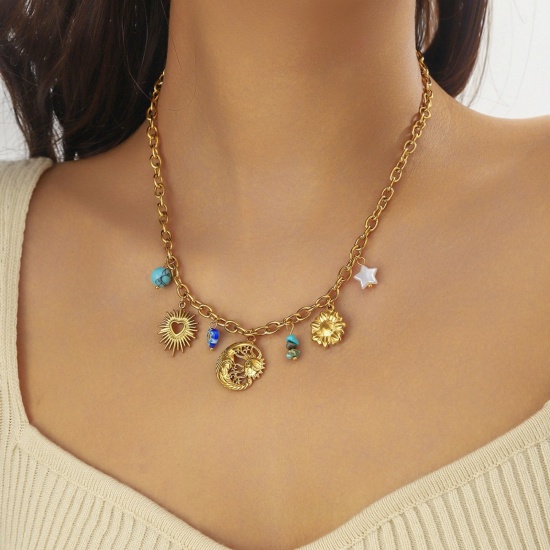 Immagine di Collana con Ciondolo All'Ingrosso, Placcato Oro 18K 304 Acciaio Inossidabile Donne Placcatura Sottovuoto Squisito Elegante Regalo Gioielli Per Rivenditore, 1 Pz