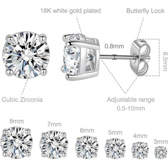 Picture of Wholesale Exquisite Stylish Ear Post Stud Earrings, 304 Stainless Steel & Cubic Zirconia, Unisex Eco-friendly Gift Jewelry Supply