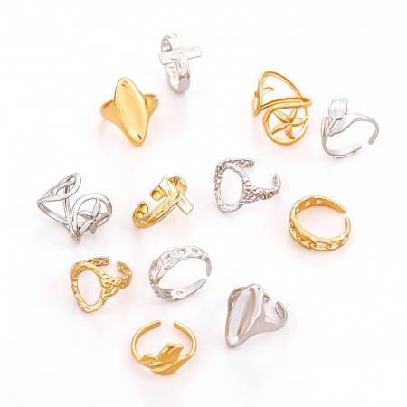 Picture of Wholesale Women's Gift Open Rings, 201 Stainless Steel, Eco-friendly Exquisite Stylish Jewelry Supply, 20mm(US Size 10.25)