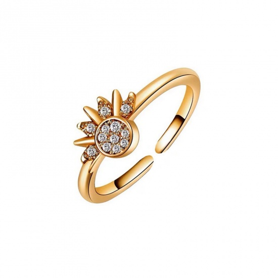 Picture of Stylish Valentine's Day Brass Open Sun & Moon Couple Rings For Women Gift