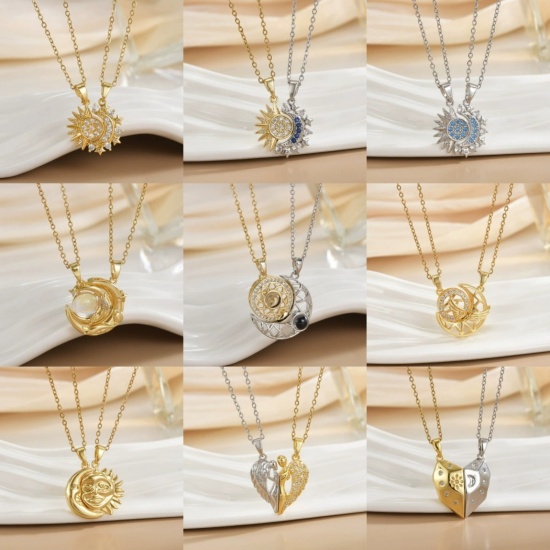 Picture of Wholesale Magnetic Pendant Charm Necklace, Multicolor 304 Stainless Steel & Brass Women's Eco-friendly PVD Vacuum Plating Valentine's Day Stylish Gift Jewelry For Retailer, 40cm(15.7") + 5cm(2") long, 1 Set