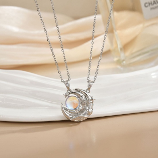 Picture of Wholesale Magnetic Pendant Charm Necklace, Multicolor 304 Stainless Steel & Brass Women's Eco-friendly PVD Vacuum Plating Valentine's Day Stylish Gift Jewelry For Retailer, 40cm(15.7") + 5cm(2") long, 1 Set