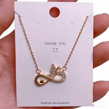 Picture of Wholesale Infinity Symbol Pendant Charm Necklace, 18K Real Gold Plated 304 Stainless Steel & Brass Women's Eco-friendly PVD Vacuum Plating Waterproof Anti-Tarnish Hypoallergenic Valentine's Day Stylish Gift Jewelry For Retailer, 40cm(15.7") + 5cm(2") long, 1 Piece
